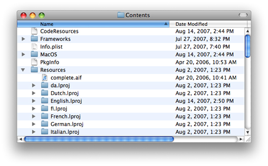 Resource subdirectories in an application bundle