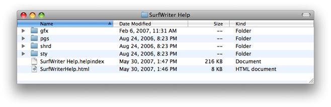 An example of a simple help book folder structure