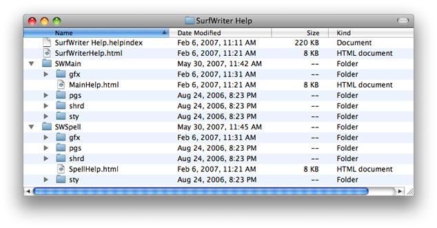 SurfWriter help book with optional chapter installed