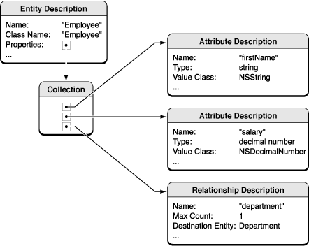 Entity description with two attributes and a relationship
