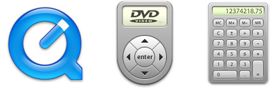 The icons for QuickTime Player, DVD Player, and Calculator