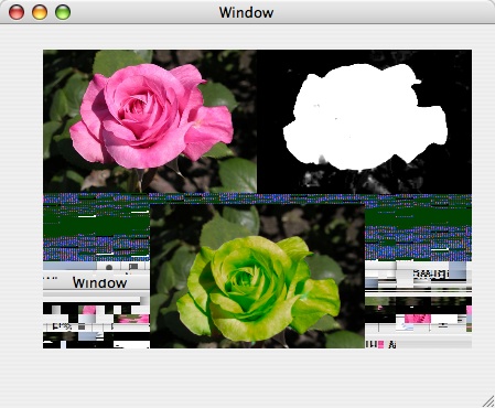 Figure 1, A composition rendering with a corrupted background in a QCView.