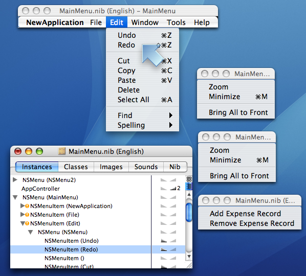 Figure 1, Result of a control-shift-click on the NSMenuItem (Redo).