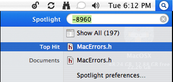 Figure 3, Using Spotlight to search for -8960.