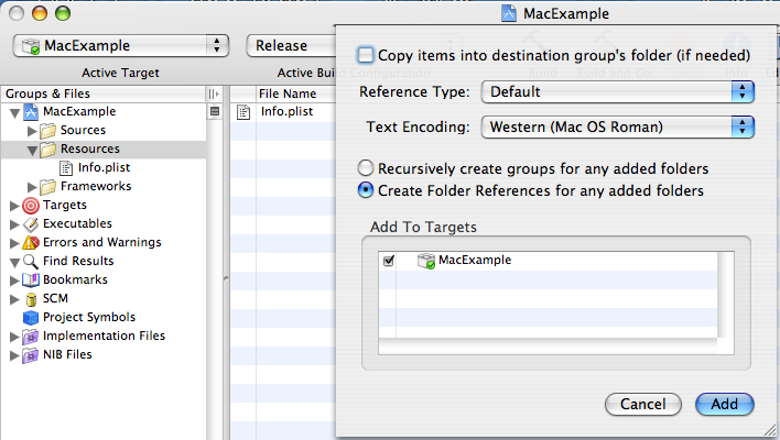 Figure 1, Adding a folder that will remain intact to the resources of a project.