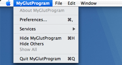 Figure 1, Accessing the preferences of a GLUT application