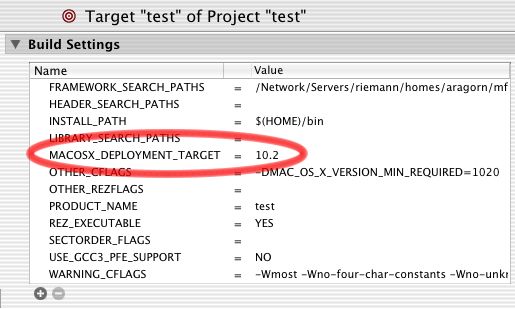 Figure 1, Add a custom build setting to set the MACOSX_DEPLOYMENT_TARGET environment variable.
