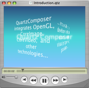 Figure 1, A Quartz Composer composition playing inside the QuickTime Player.