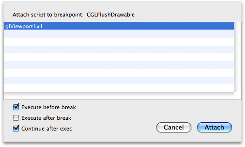 Figure 27, Attaching a script to a breakpoint.