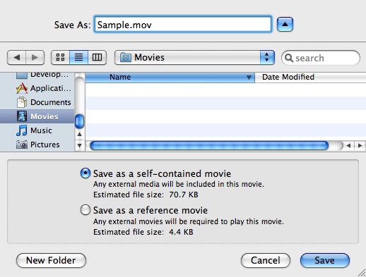 Figure 7, Saving your MPEG-4 file as a self-contained movie.