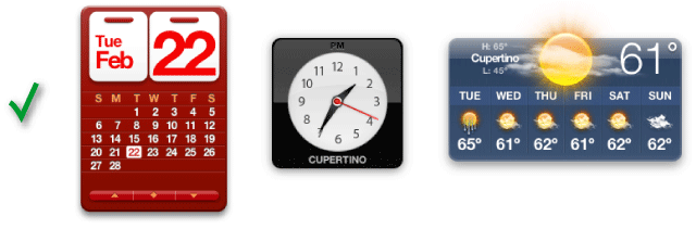 Three simple widgets, each focused on a single task