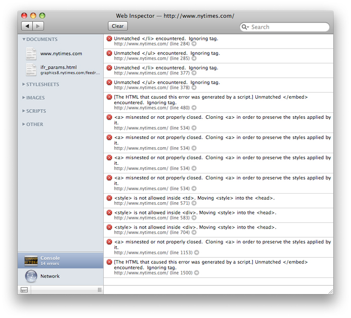 The Error Console