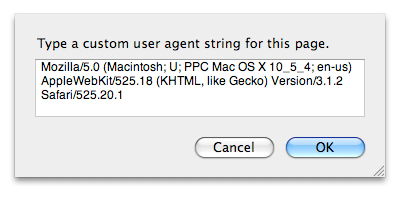 The custom user agent sheet