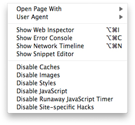 The develop menu