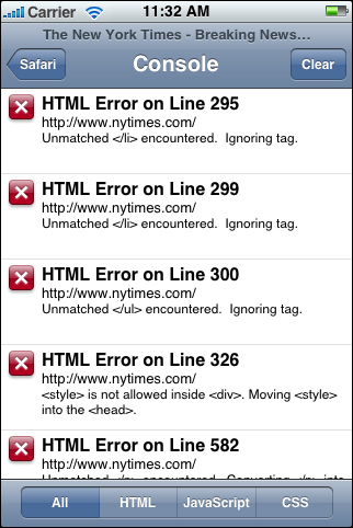 Error display