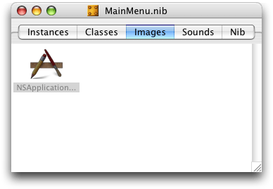 Application icon image in the Images tab in a main nib window in Interface Builder