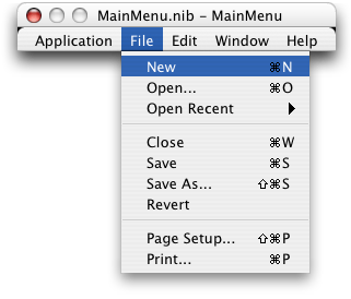The New menu item in the File menu in Interface Builder