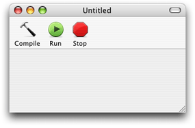 An AppleScript Studio application window with a simple toolbar