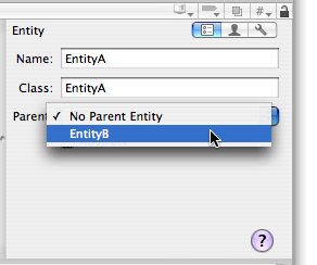 Selecting a parent entity in Xcode