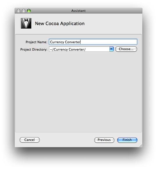 Entering the project's name and location