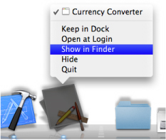 Locating the application bundle from the Dock