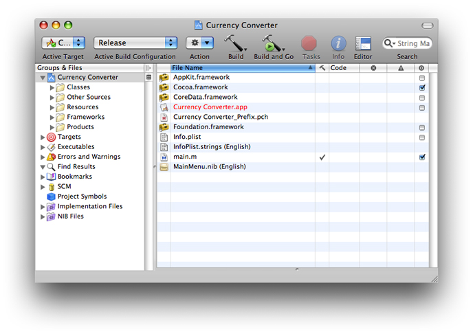 The new Currency Converter project in Xcode