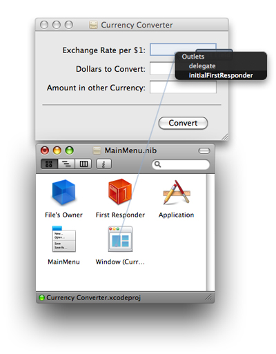 Setting the initialFirstResponder outlet in Interface Builder