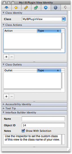Identity pane of the inspector window