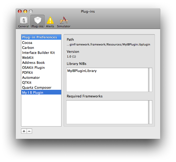 Interface Builder preferences panel