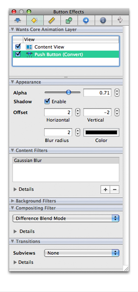 Effects inspector