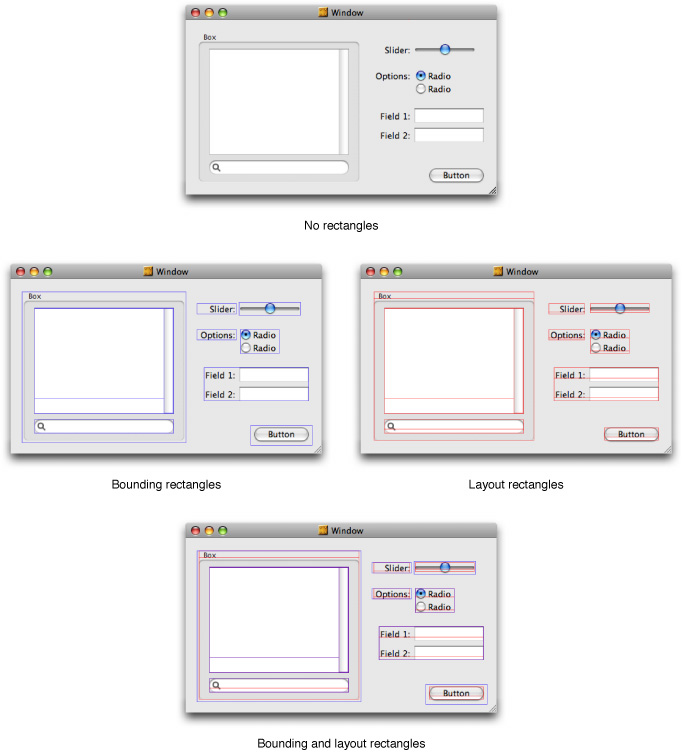 Bounding and layout rectangles for a window
