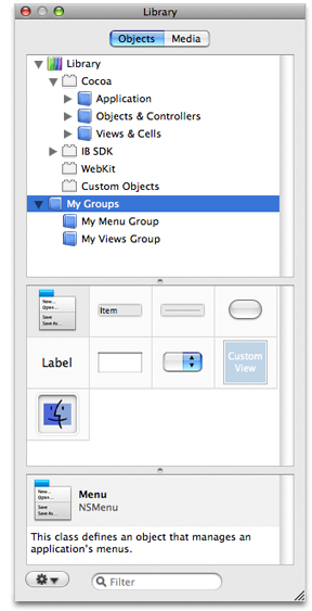 Custom groups in the library window