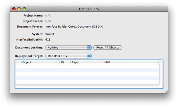 Nib information window