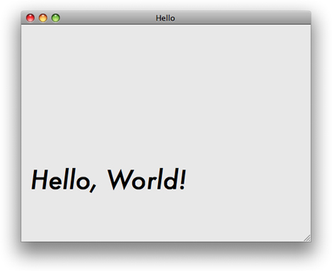 Main window for the Hello application