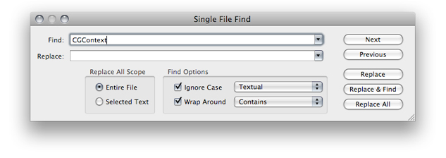 Single File Find window
