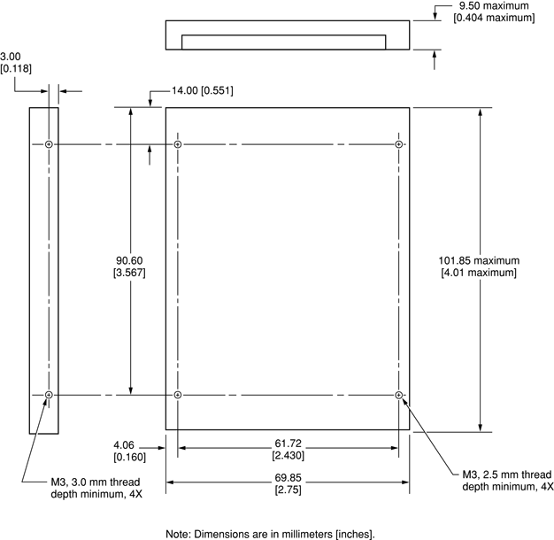 Maximum dimensions of the internal hard disk