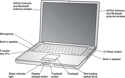 Front view of the computer