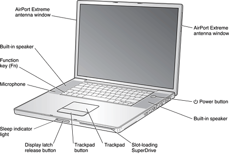 Front view of the computer