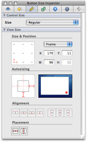 Specifying the autosizing for the Add Frame button