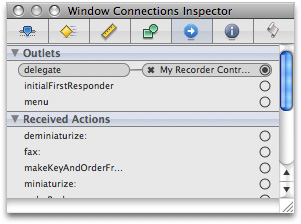 The window object wired up correctly to the delegate object