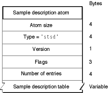 The layout of a sample description atom