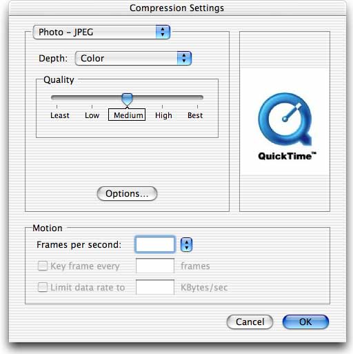 Figure 1, Compression settings and codec-specific options